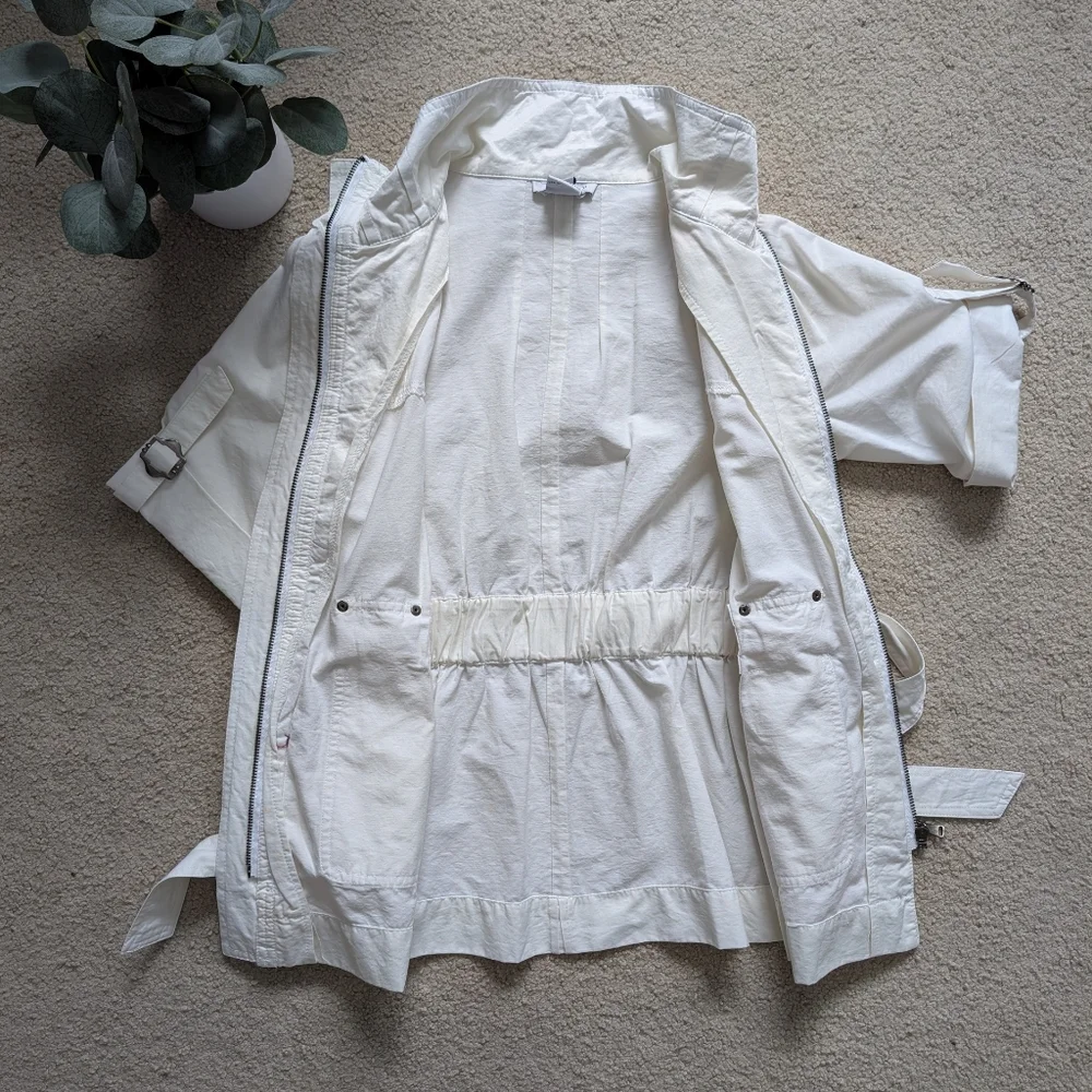 Luii White High Collar Half Sleeve Jacket Size Small - Picture 2 of 11